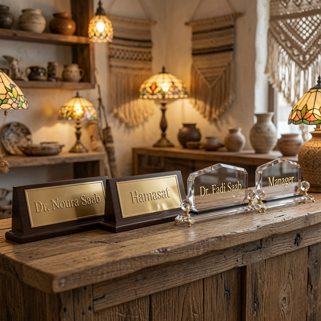Brass and Glass - Desk Plates