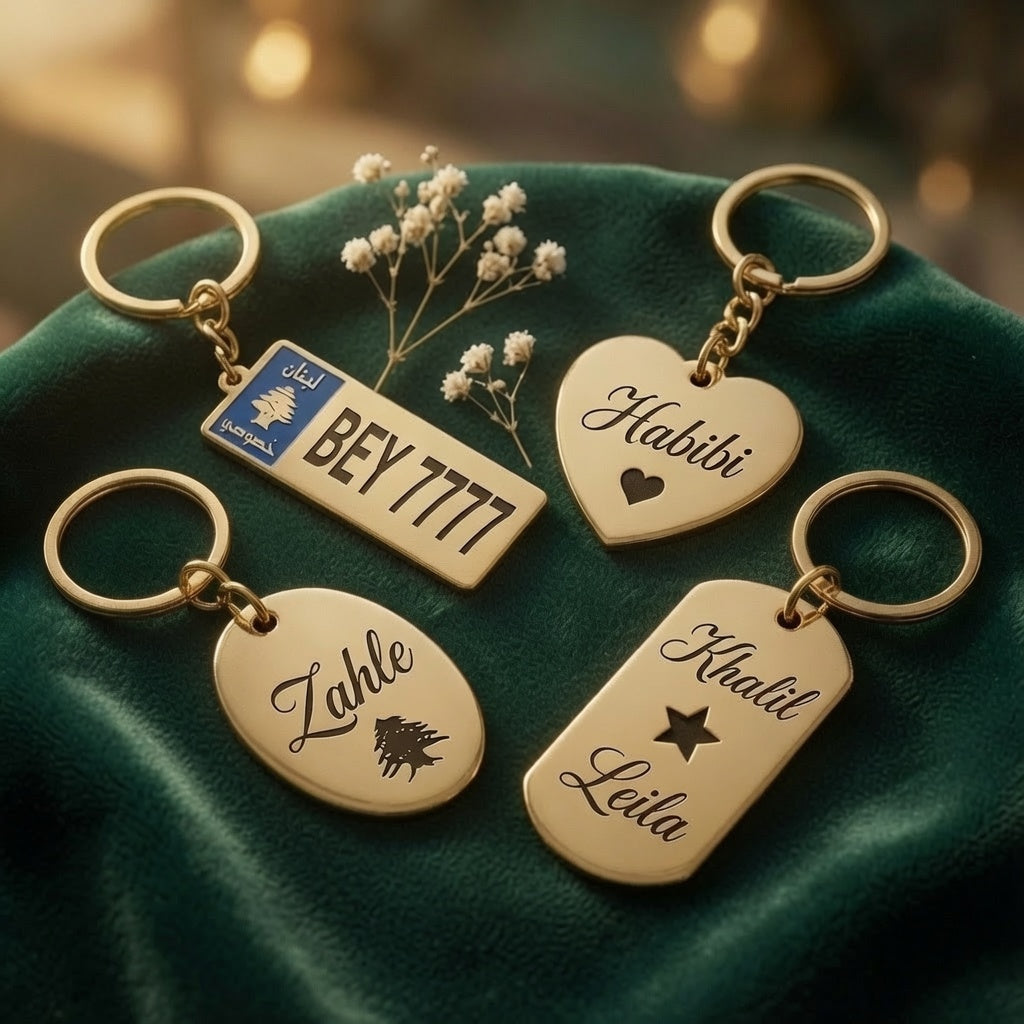 Brass and Glass - Engraved Brass Keychains