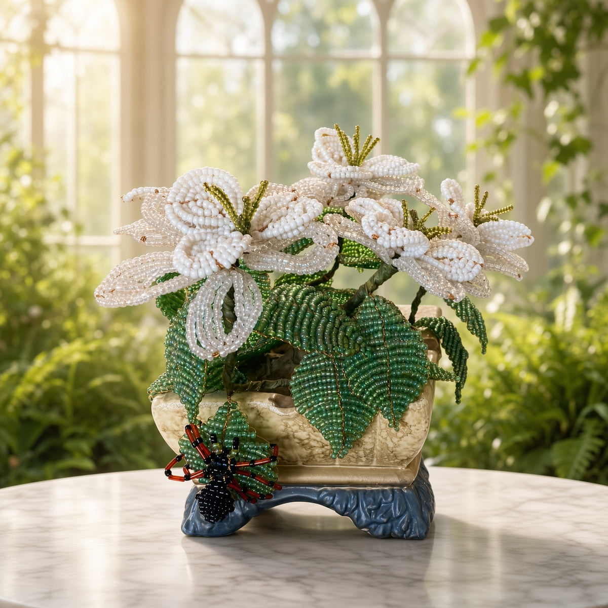 Beaded White Trillium - by Rawnak by Fatima