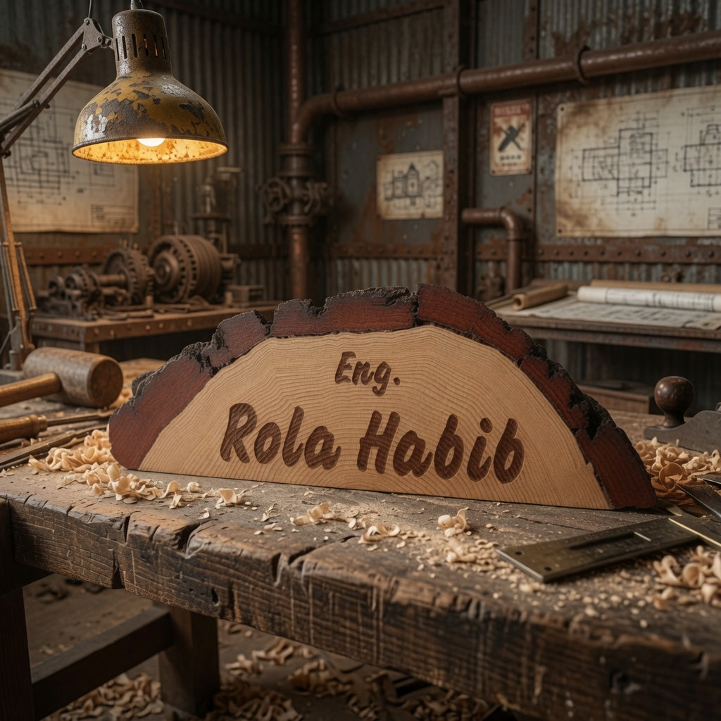 Personalized Desk Name Plate (Cedar Wood) - by FA