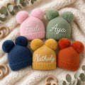 Double Pom Pom Crochet Beanie - by Classy Touch