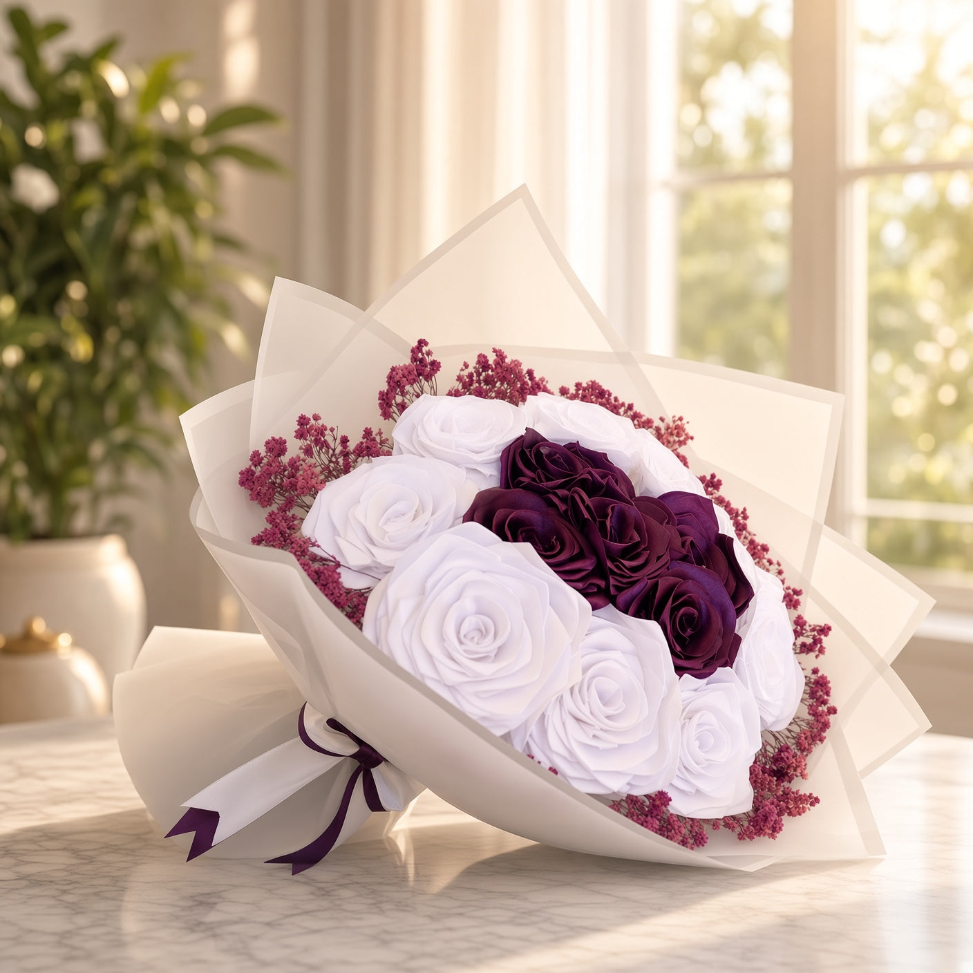 Duo-Tone Rose Bouquet - by Shams Blooms