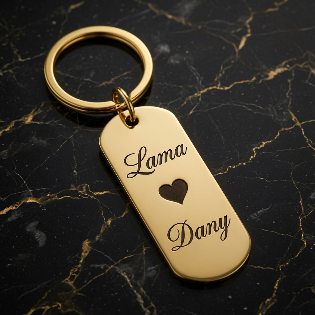 Engraved Brass Keychains - Rounded Rectangle by BG