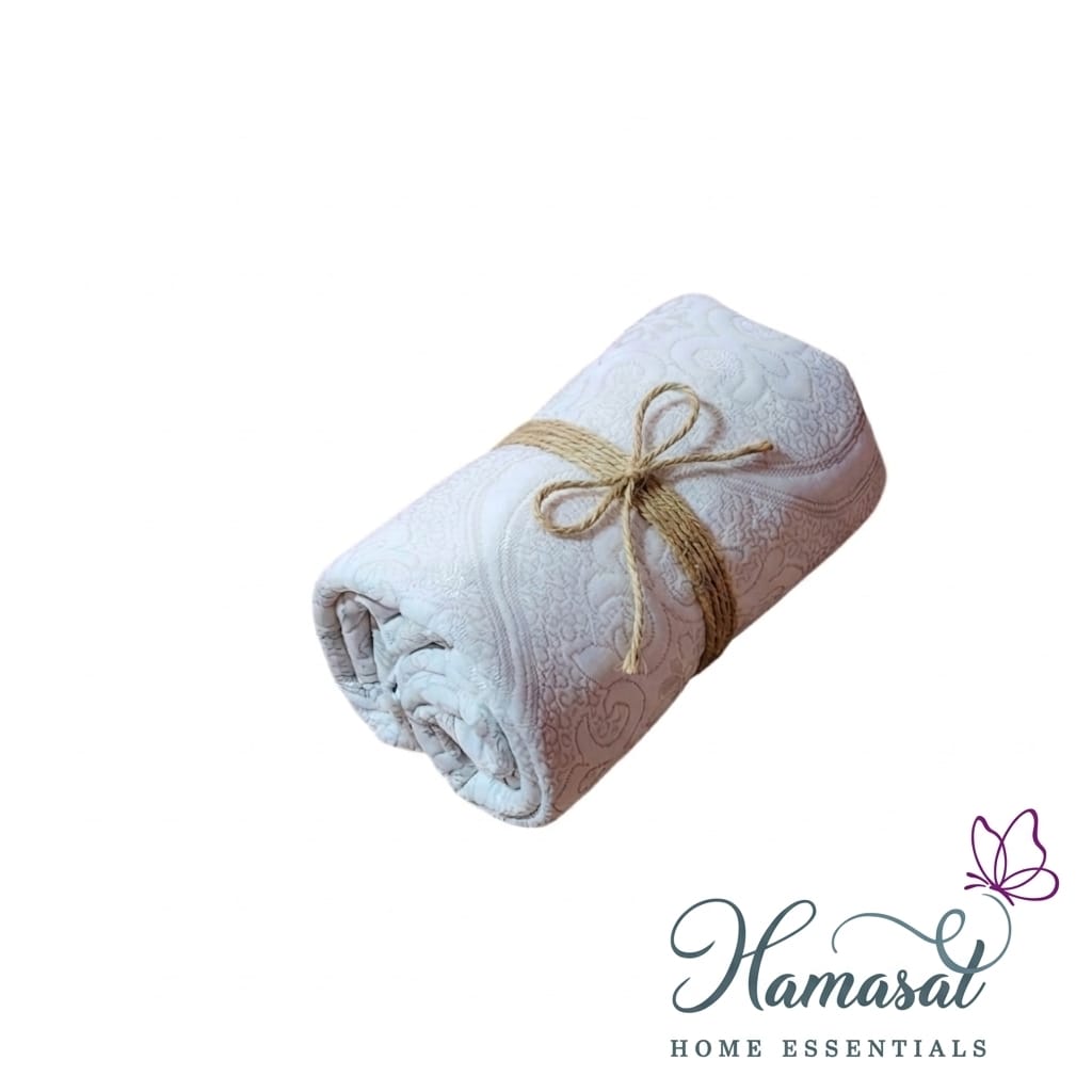 White & Beige Patterned Throw - Single