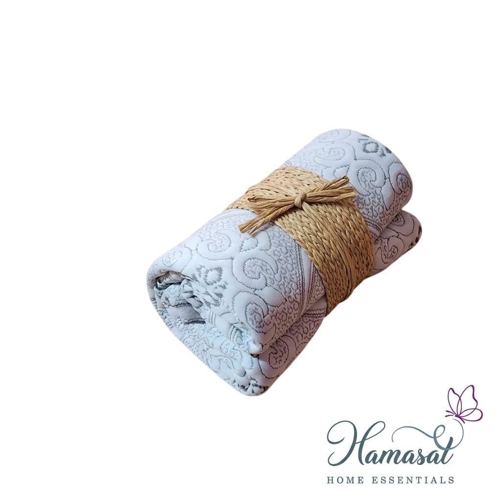White & Beige Patterned Throw - Single