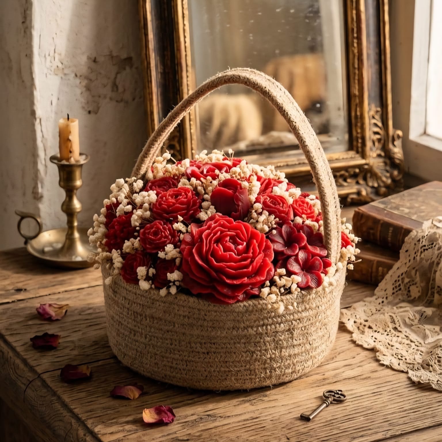 Handled Natural Basket –  Flowers Gift
