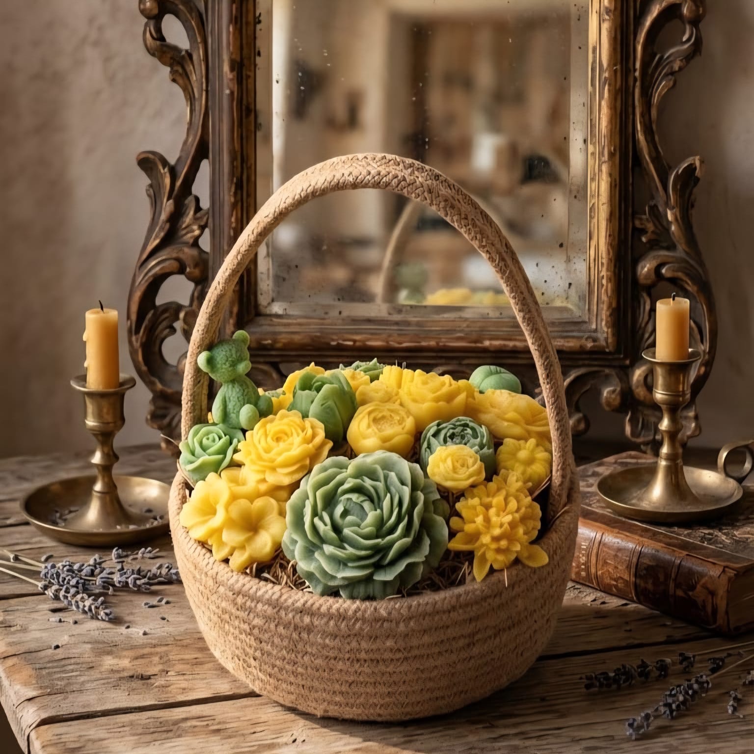 Handled Natural Basket –  Flowers Gift
