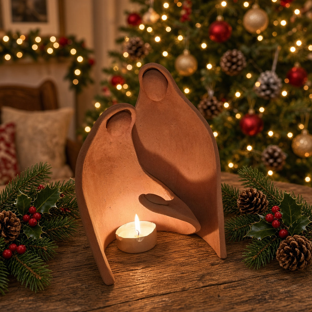 Clay Holy Family Stand - by Forest Arts