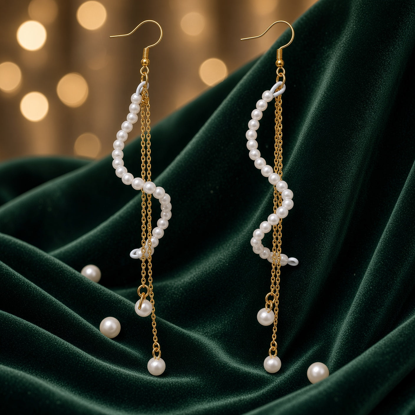 Pearl Cascade Earrings - by Zahraa Fine Jewellery