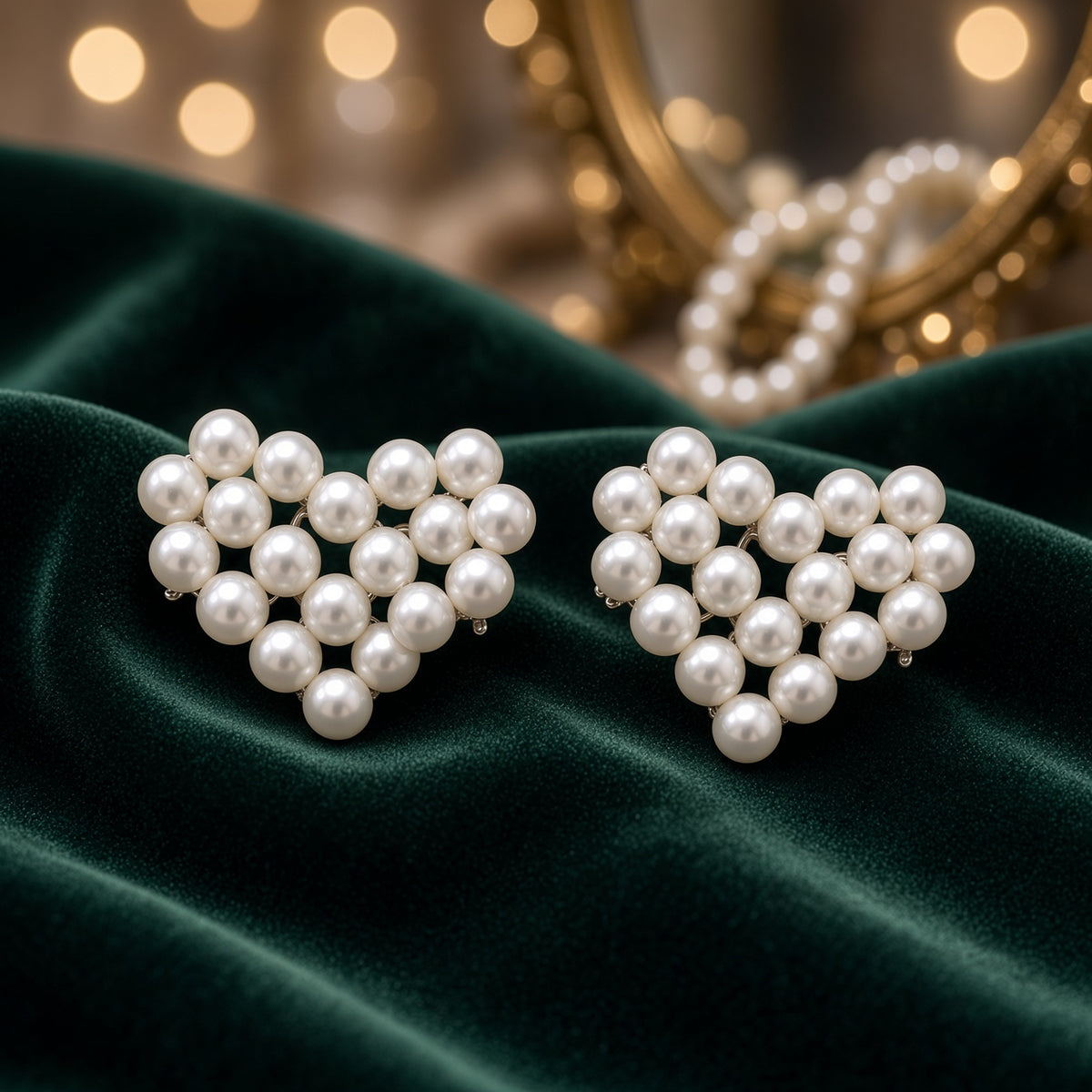 أقراط قلب اللؤلؤ - by Zahraa Fine Jewellery