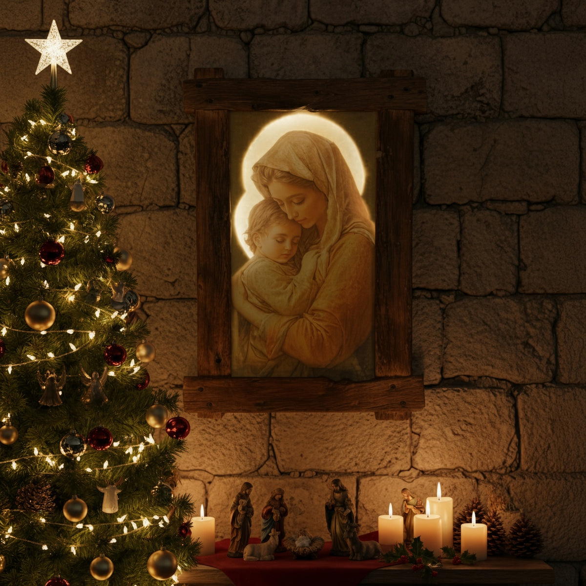 Illuminated Virgin Mary Wall Art - by Forest Arts