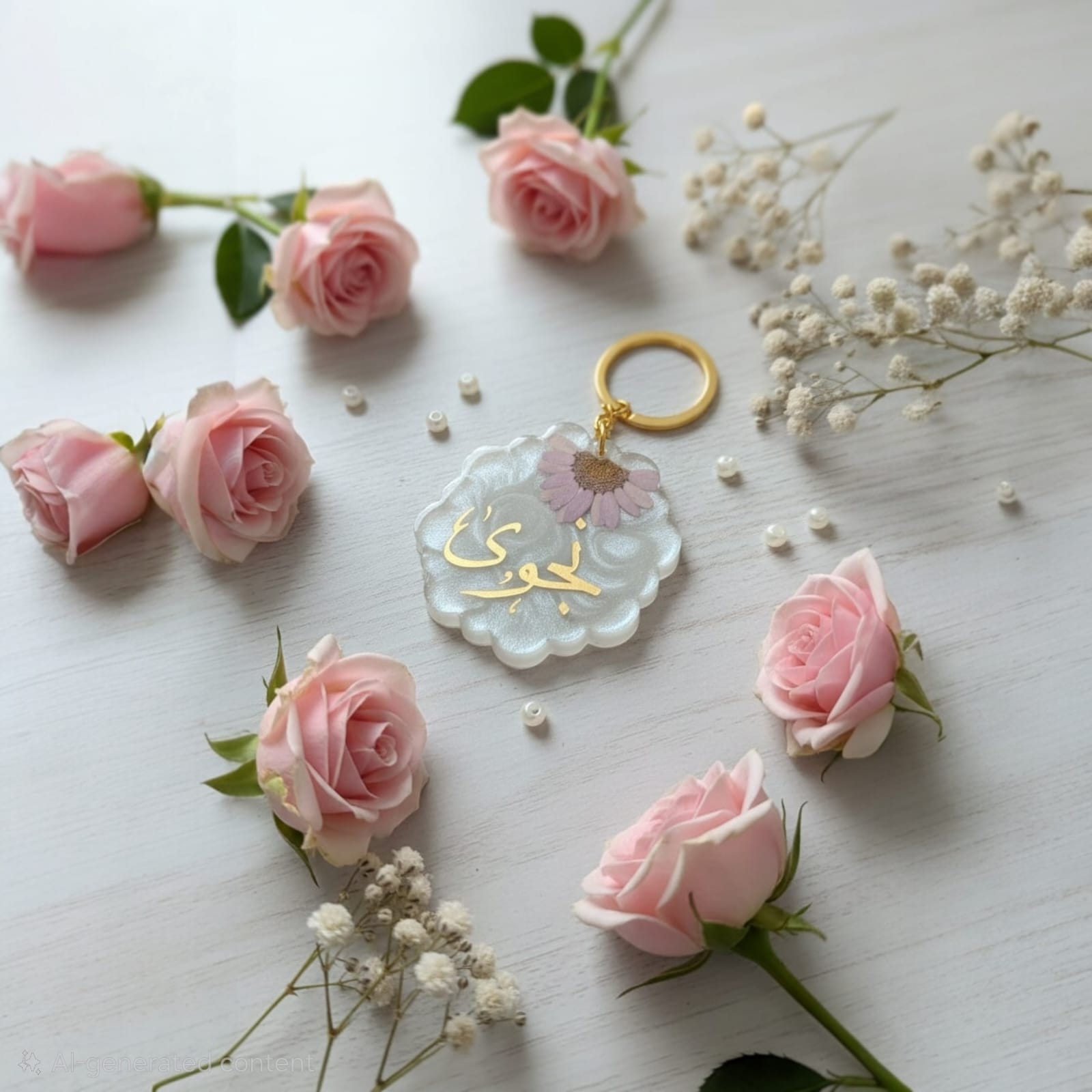 Scalloped Circle Resin Keychain - by HoA