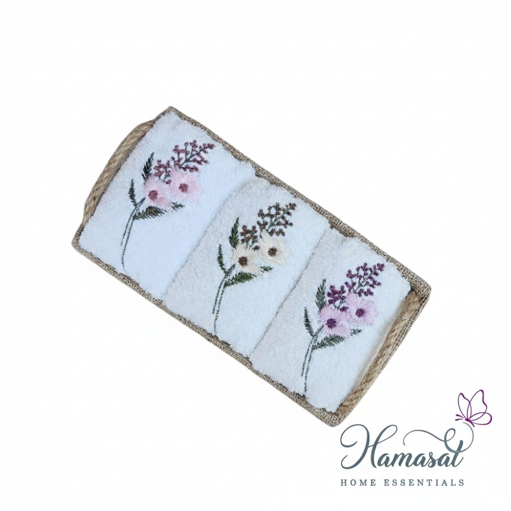 Floral Embroidery Basket - Towels
