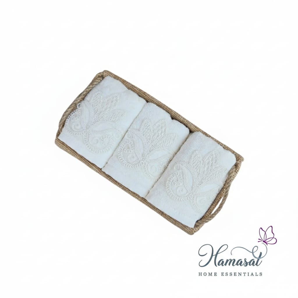 Floral Embroidery Basket - Towels