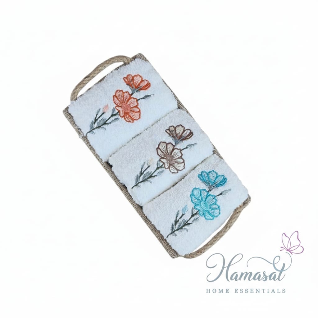Floral Embroidery Basket - Towels