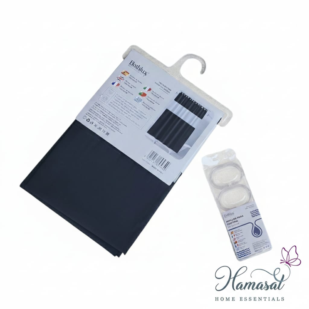 Plain Shower Curtain with Transparent Panel (180x180)