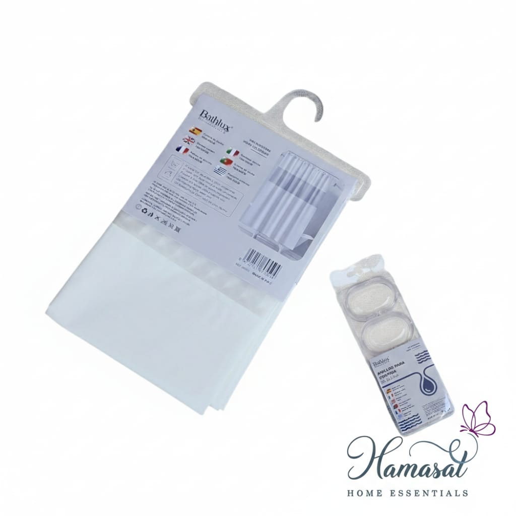 Plain Shower Curtain with Transparent Panel (180x180)