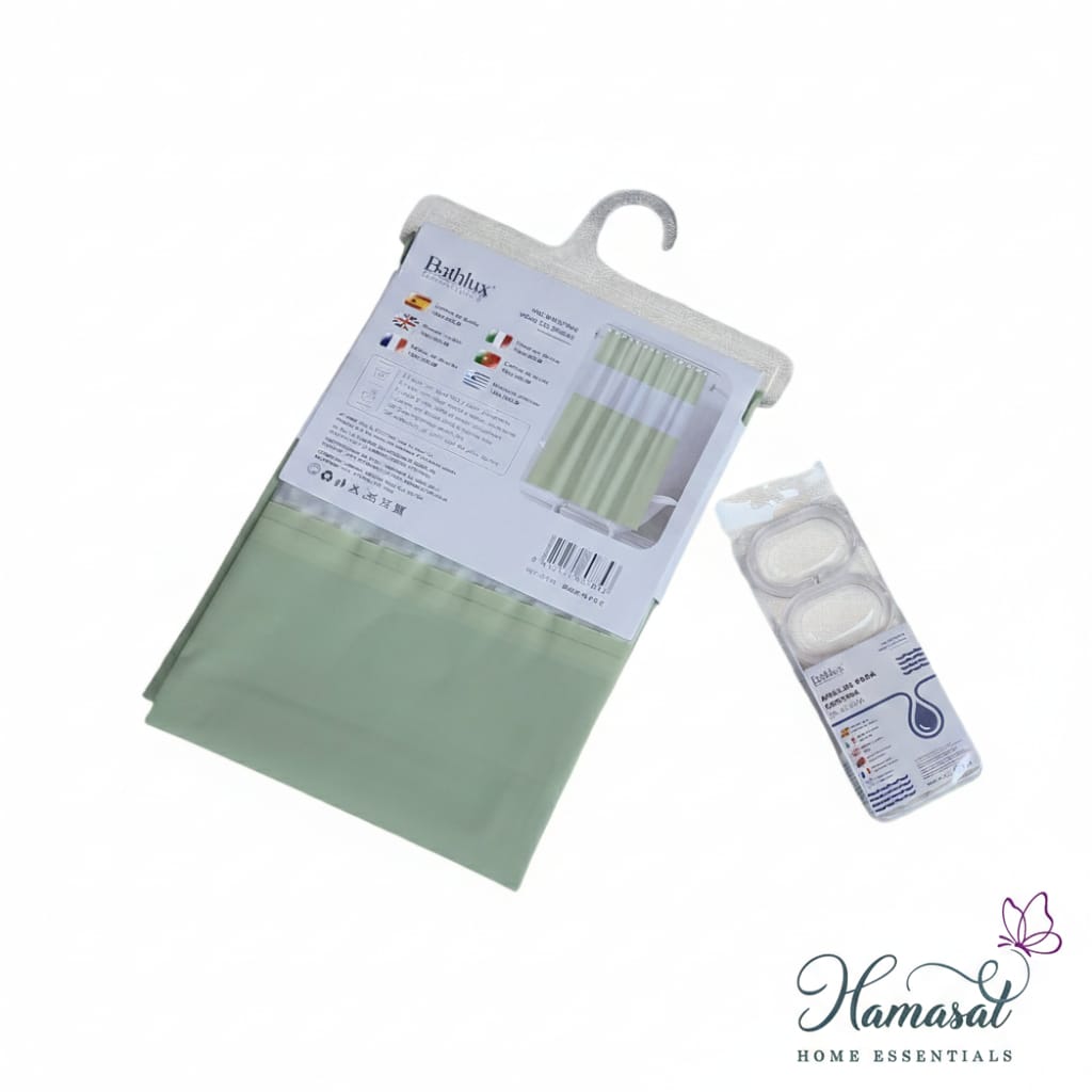 Plain Shower Curtain with Transparent Panel (180x180)