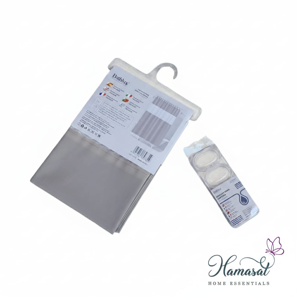 Plain Shower Curtain with Transparent Panel (180x180)