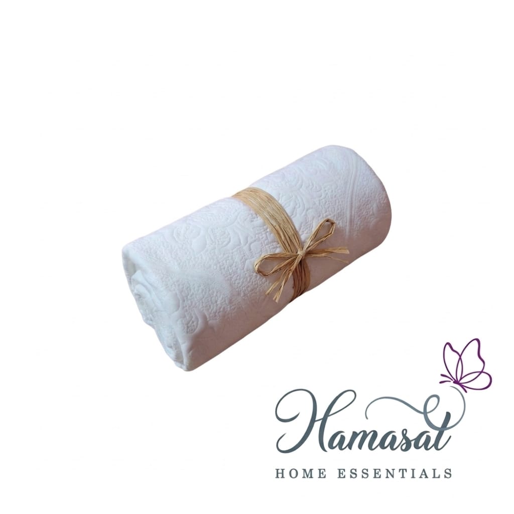 White & Beige Patterned Throw - Single