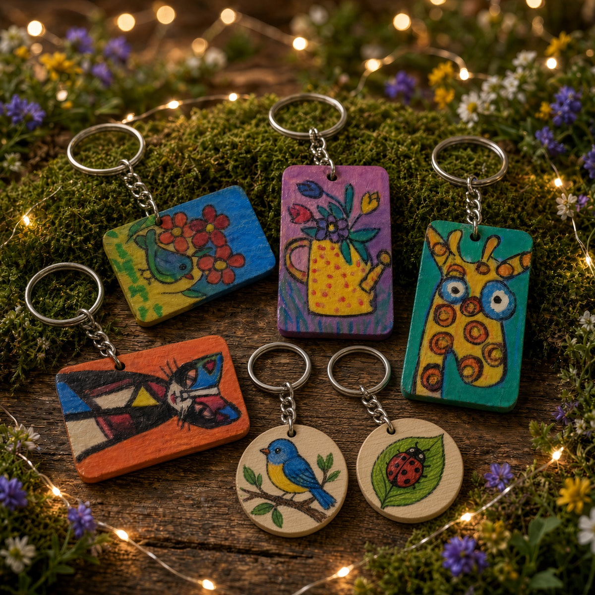 Wooden Acrylic Keychain - by Activités Artistiques
