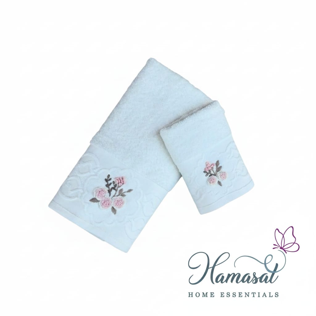 Fine Thread White Duo Towels