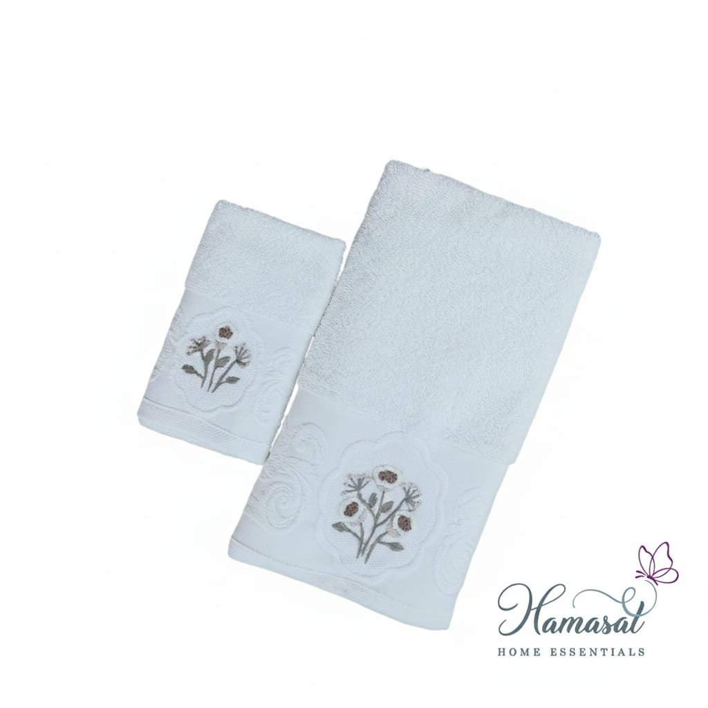 Fine Thread White Duo Towels