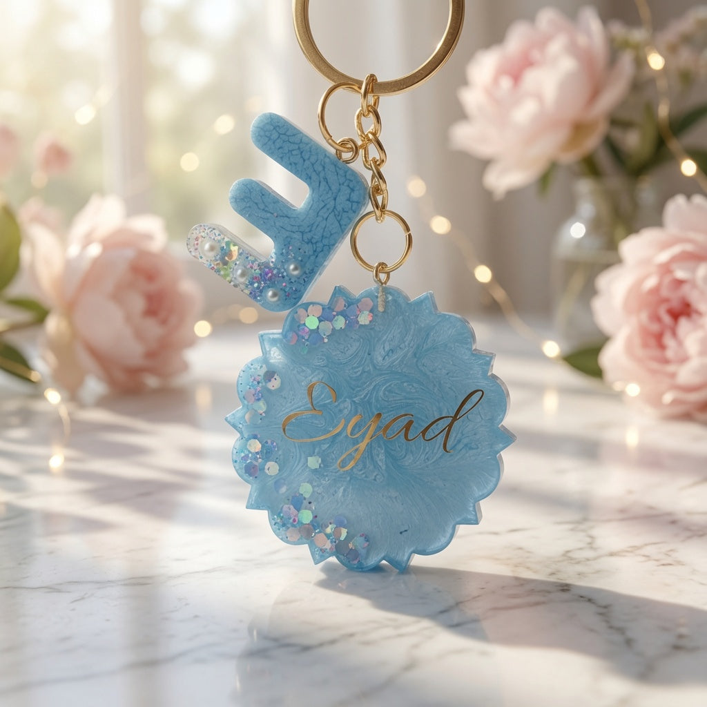 Name and Initial Duo Keychain - by Iman