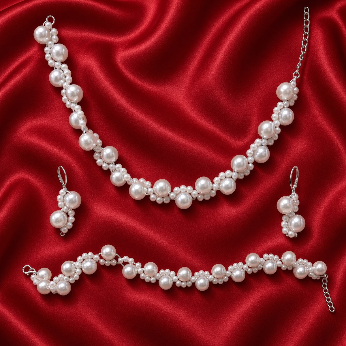 طقم عناقيد اللؤلؤ - by Zahraa Fine Jewellery
