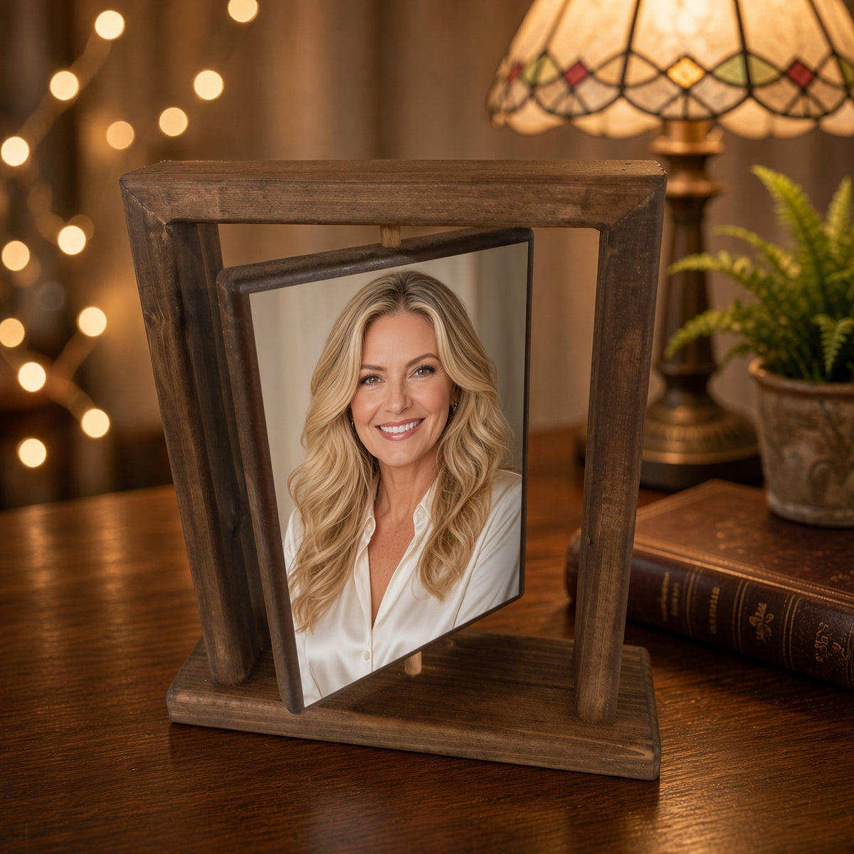 Rotating Wooden Photo Frame -by Maison du Bois