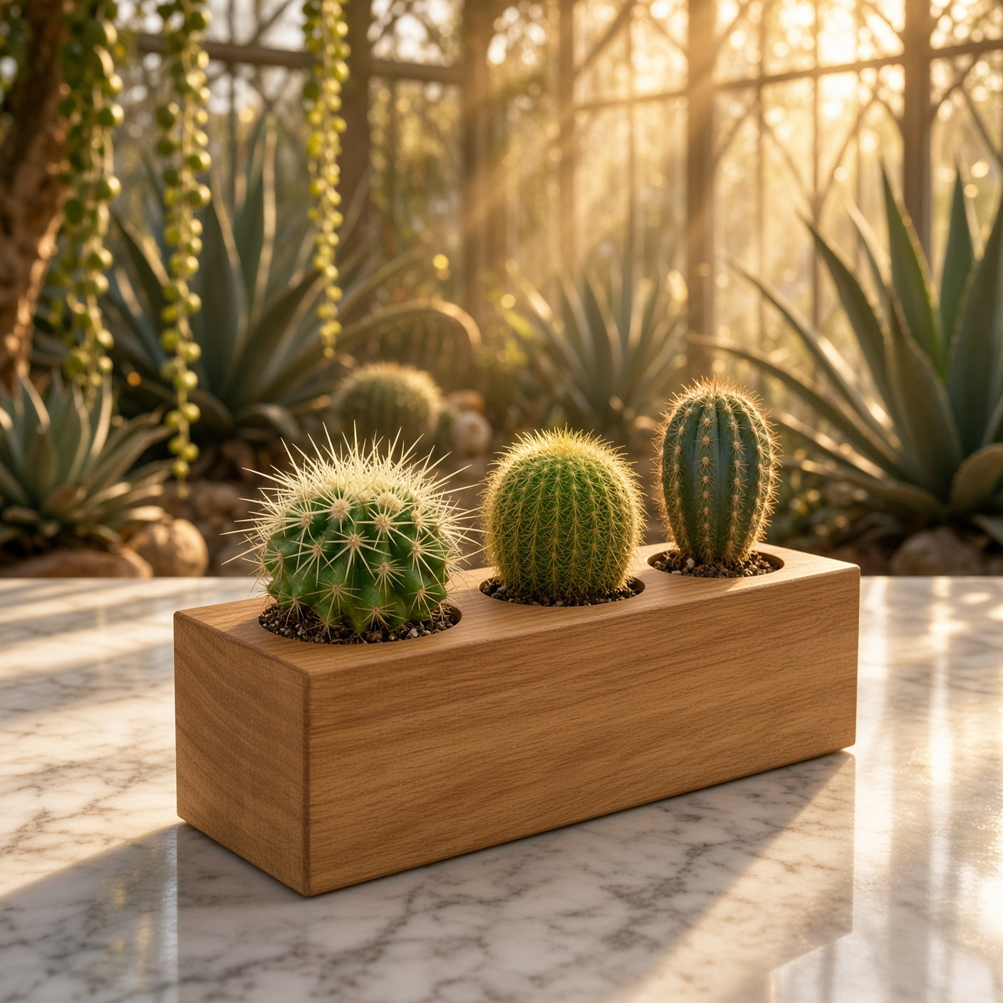 Wooden Trio Planter -by Maison du Bois